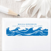 Blue Beach Waves Retouradreslabels Etiket (Insitu)
