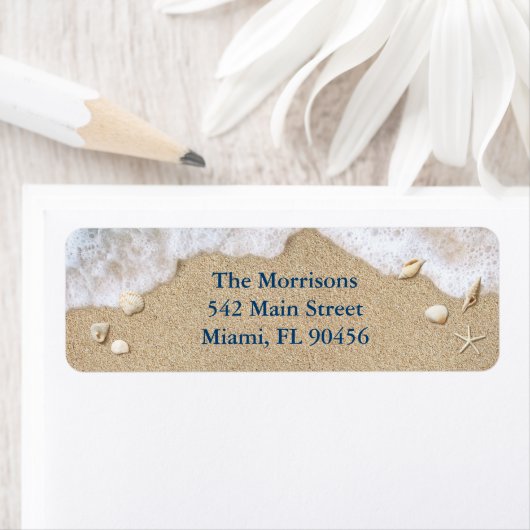 Blue Beach Waves Retouradreslabels Etiket (Insitu)