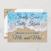 Blue Beach Waves RSVP-Briefkaart Uitnodiging Briefkaart (Voorkant / Achterkant)