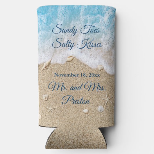 Blue Beach Waves Sandy Toes Seltzer Cooler (Achterkant)
