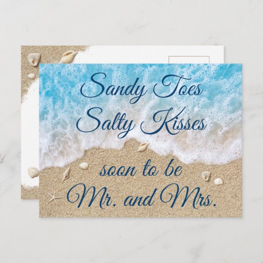 Blue Beach Waves Sla de datum op Aankondigingskaart (Voorkant / Achterkant)