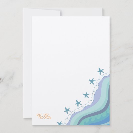 Blue Beach Waves Starfish Summer Party nodiging Kaart (Achterkant)