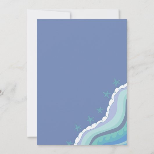 Blue Beach Waves Starfish Summer Party nodiging Kaart (Achterkant)