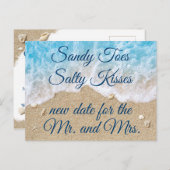 Blue Beach Waves Verander de datum Aankondigingskaart (Voorkant / Achterkant)