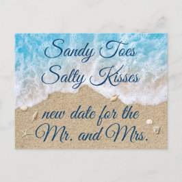 Blue Beach Waves Verander de datum Aankondigingskaart