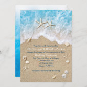 Blue Beach Waves & Zeester Bruiloft Uitnodiging (Voorkant / Achterkant)