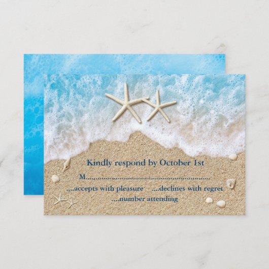 Blue Beach Waves & Zeester RSVP (Voorkant / Achterkant)