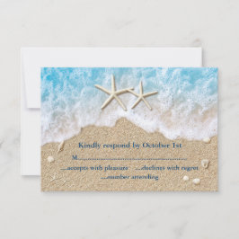 Blue Beach Waves & Zeester RSVP Kaartje