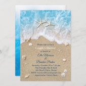 Blue Beach Waves & Zeestervis Couple's Douche Kaart (Voorkant / Achterkant)