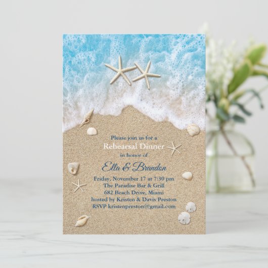 Blue Beach Waves & Zeestervis repetitie diner Kaart (Staand voorkant)