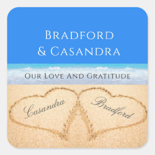 Blue Beach Wedding 2 Harten in de zand Stickers