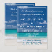 Blue Beach Wedding Invitations Kaart (Voorkant / Achterkant)