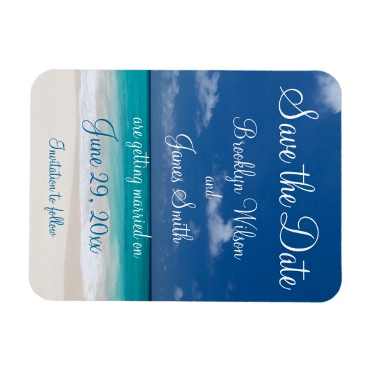 Blue Beach Wedding Save the Date Magnet Magneet (Horizontaal)