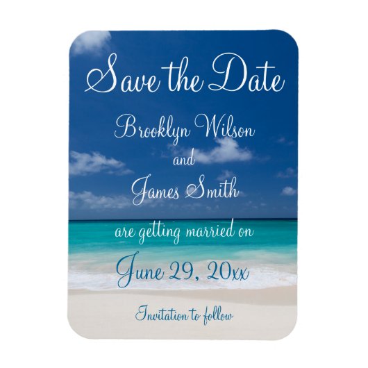 Blue Beach Wedding Save the Date Magnet Magneet (Verticaal)