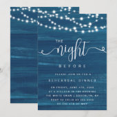 Blue Beach Wood Rehearsal Dinner Invitation Kaart (Voorkant / Achterkant)