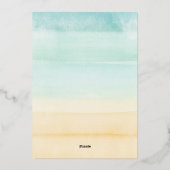 Blue Beach Zand Waterverf Bruiloft Folie Uitnodigi Uitnodiging (Achterkant)