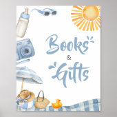 Blue Beach Zomer Baby shower Boeken en geschenken Poster (Voorkant)
