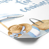 Blue Beach Zomer Baby shower Dank u Kaart Poster (Hoek)