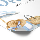 Blue Beach Zomer Baby shower Drinken Poster (Hoek)