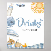 Blue Beach Zomer Baby shower Drinken Poster (Voorkant)