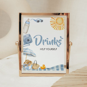 Blue Beach Zomer Baby shower Drinken Poster