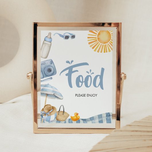 Blue Beach Zomer Baby shower Eten Poster