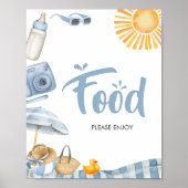 Blue Beach Zomer Baby shower Eten Poster (Voorkant)
