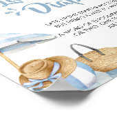 Blue Beach Zomer Baby shower Late Night Luiers Poster (Hoek)