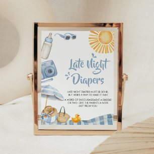 Blue Beach Zomer Baby shower Late Night Luiers Poster