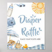 Blue Beach Zomer Baby shower Luier Raffle Poster (Voorkant)