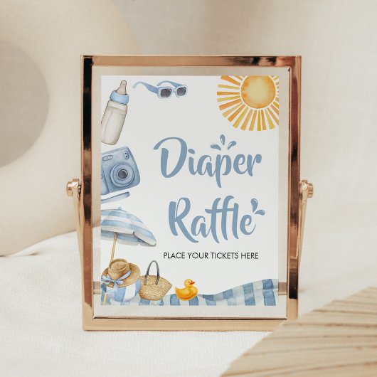 Blue Beach Zomer Baby shower Luier Raffle Poster