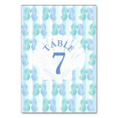 Blue Beachy Seahorse Wedding Table Number Kaart (Achterkant)
