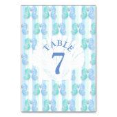 Blue Beachy Seahorse Wedding Table Number Kaart (Voorkant)