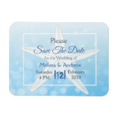 Blue Beachy Starfish Wedding Save the Date Magnet Magneet (Horizontaal)