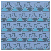 Blue Beakers Chemistry Science Tiled Design Fabric Stof (Close Up)