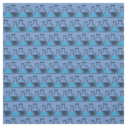 Blue Beakers Chemistry Science Tiled Design Fabric Stof (Swatch)