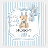 Blue Bear Baby Shower  Vierkante Sticker (Voorkant)