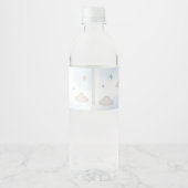 Blue Bear Balloons Baby Shower Waterfles Etiket (Achterkant)