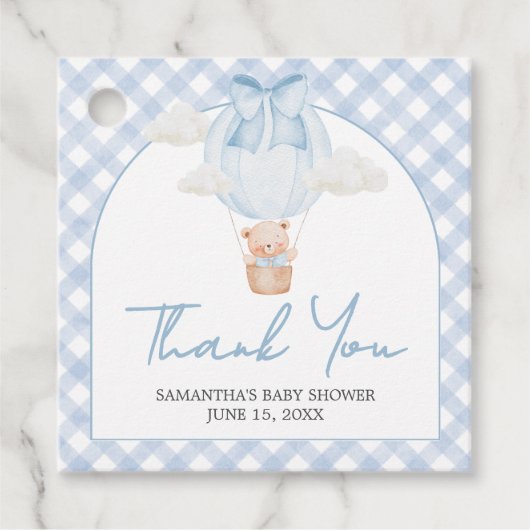 Blue Bear Bearly Wait Baby Shower Bedankjes Labels (Voorkant)