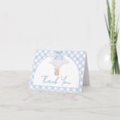 Blue Bear Bearly Wait Baby Shower Bedankkaart (Voorkant)