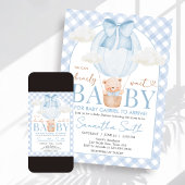 Blue Bear Bearly Wait Baby Shower Kaart