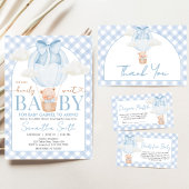Blue Bear Bearly Wait Baby Shower Kaart