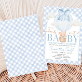 Blue Bear Bearly Wait Baby Shower Kaart