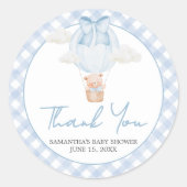 Blue Bear Bearly Wait Baby Shower Ronde Sticker (Voorkant)