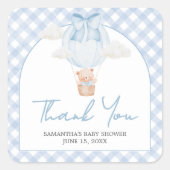 Blue Bear Bearly Wait Baby Shower  Vierkante Sticker (Voorkant)