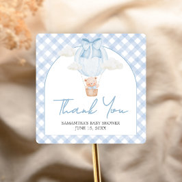 Blue Bear Bearly Wait Baby Shower Vierkante Sticker