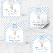 Blue Bear Bearly Wait Baby Shower  Vierkante Sticker