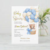 Blue Bear Spanish Baby Shower Boy invit Kaart (Staand voorkant)