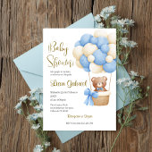 Blue Bear Spanish Baby Shower Boy invit Kaart