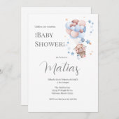 Blue Bear Spanish Baby Shower Boy invitation Kaart (Voorkant / Achterkant)